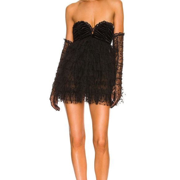 NWT For Love & Lemons Jourdan Off The Shoulder Mini Dress Size XL Polka dot - Picture 8 of 13